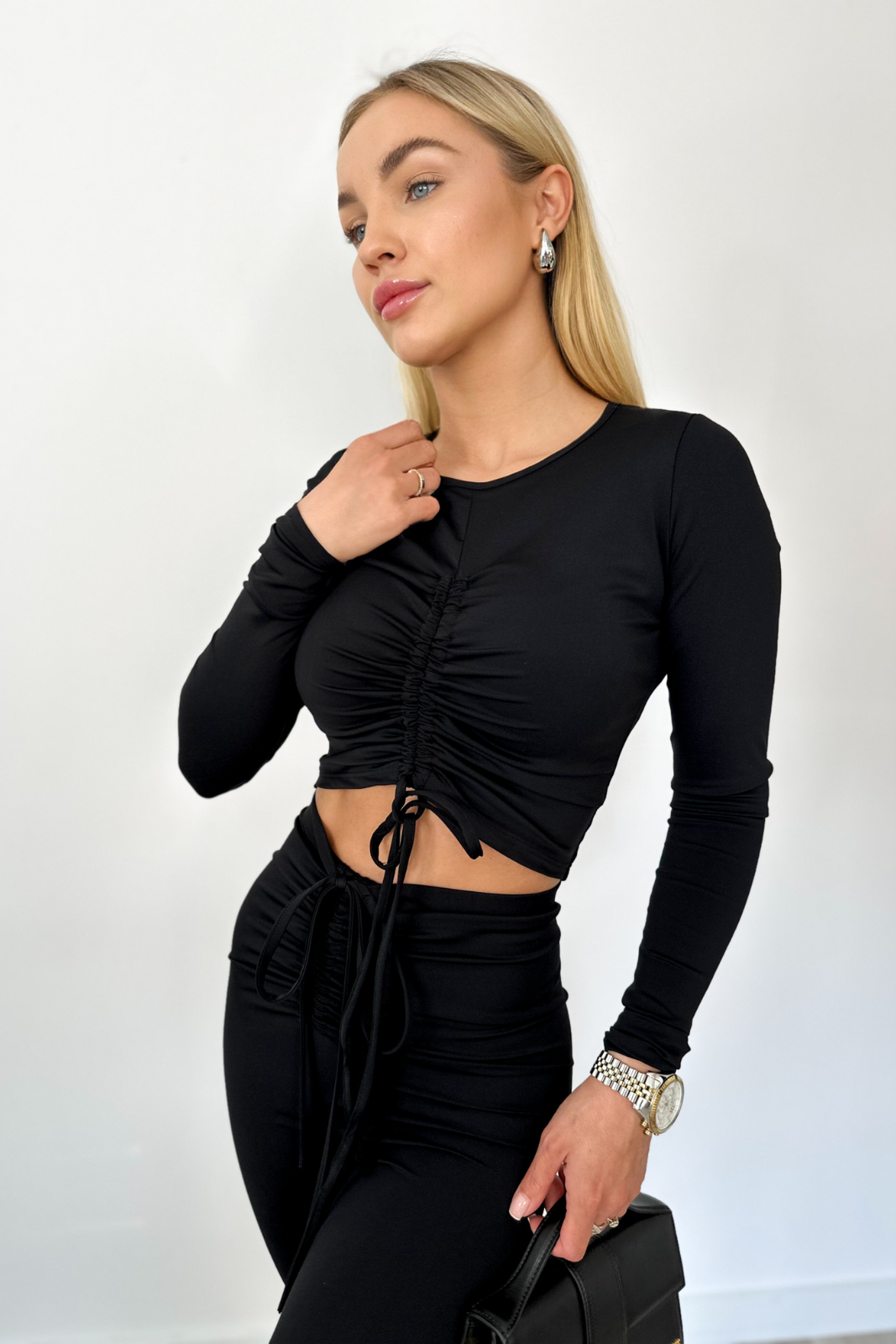 Gerippte Bluse IVA schwarz