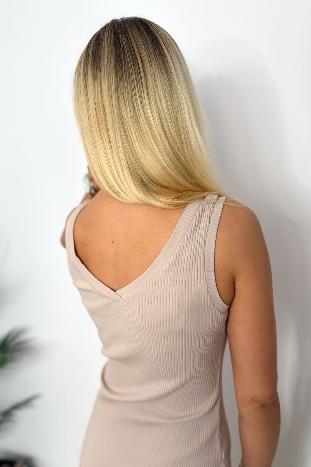 Gestreiftes Midikleid MIA beige