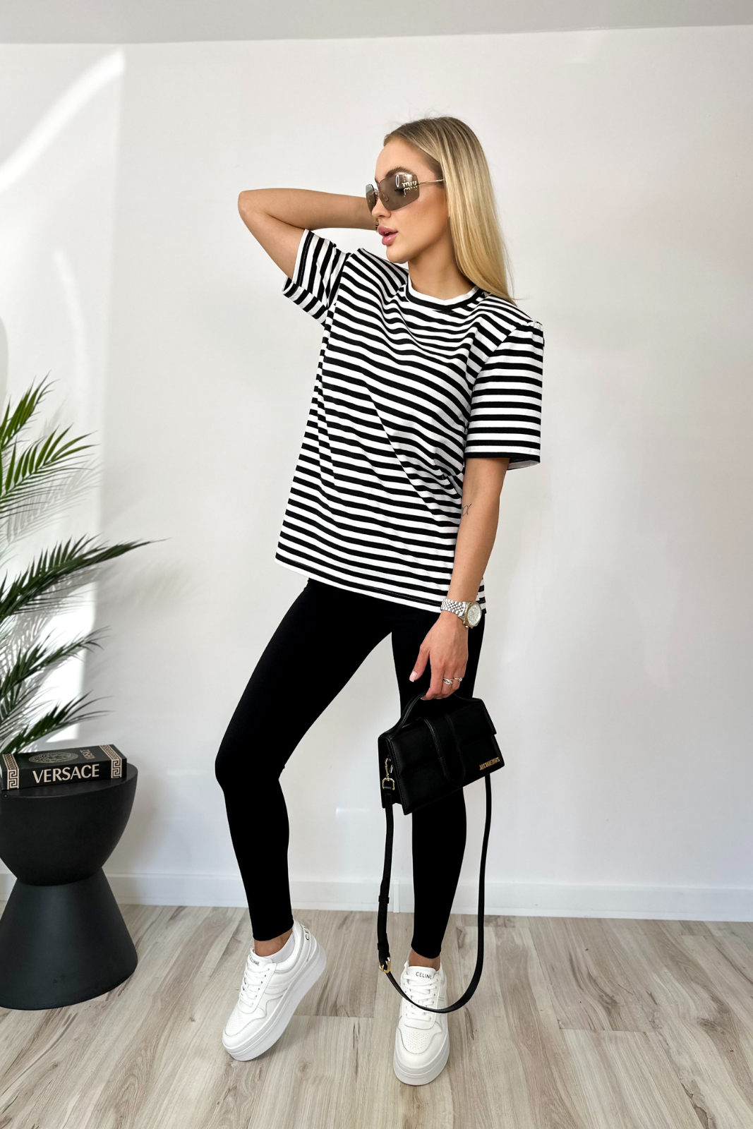 ADISON T-Shirt gestreift weiß und schwarz