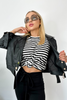 ADISON T-Shirt gestreift weiß und schwarz