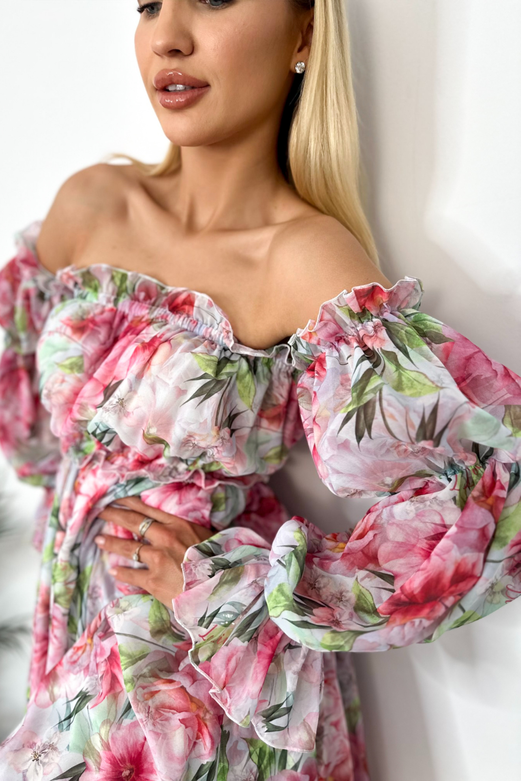 Paillettenkleid BELLA Blumen rosa