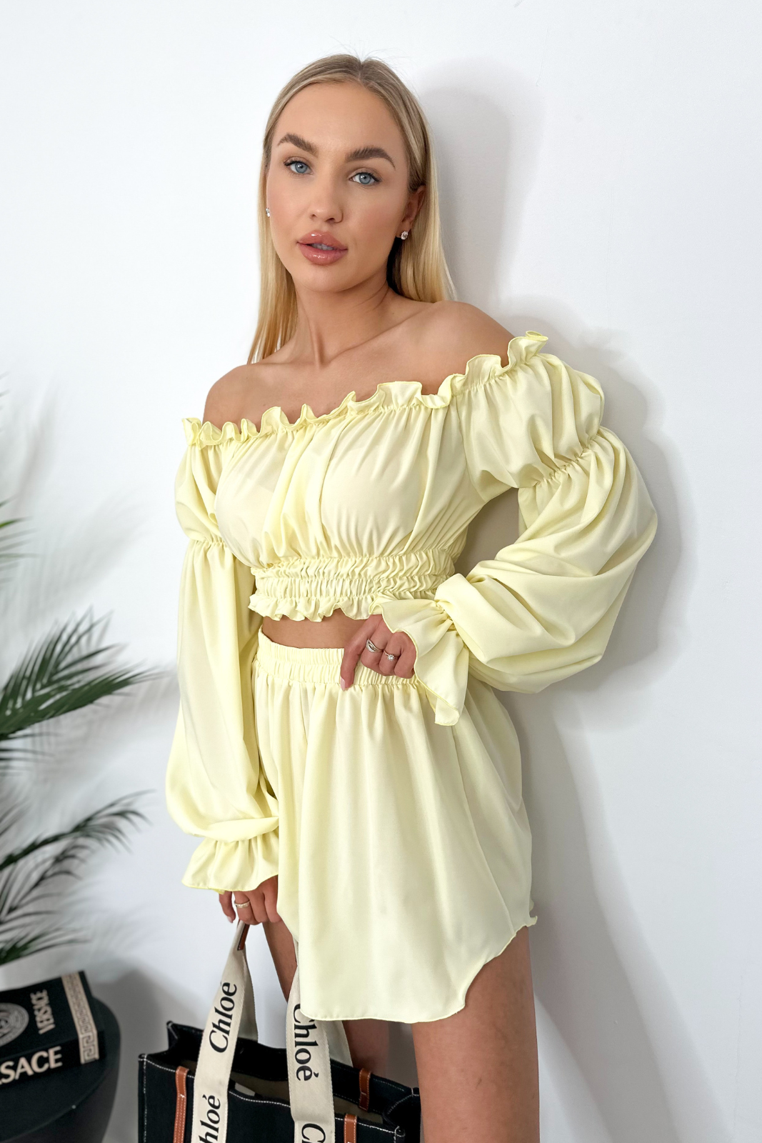 Spanisches Top + Shorts Set HOSHI gelb