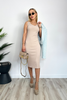 Gestreiftes Midikleid MIA beige