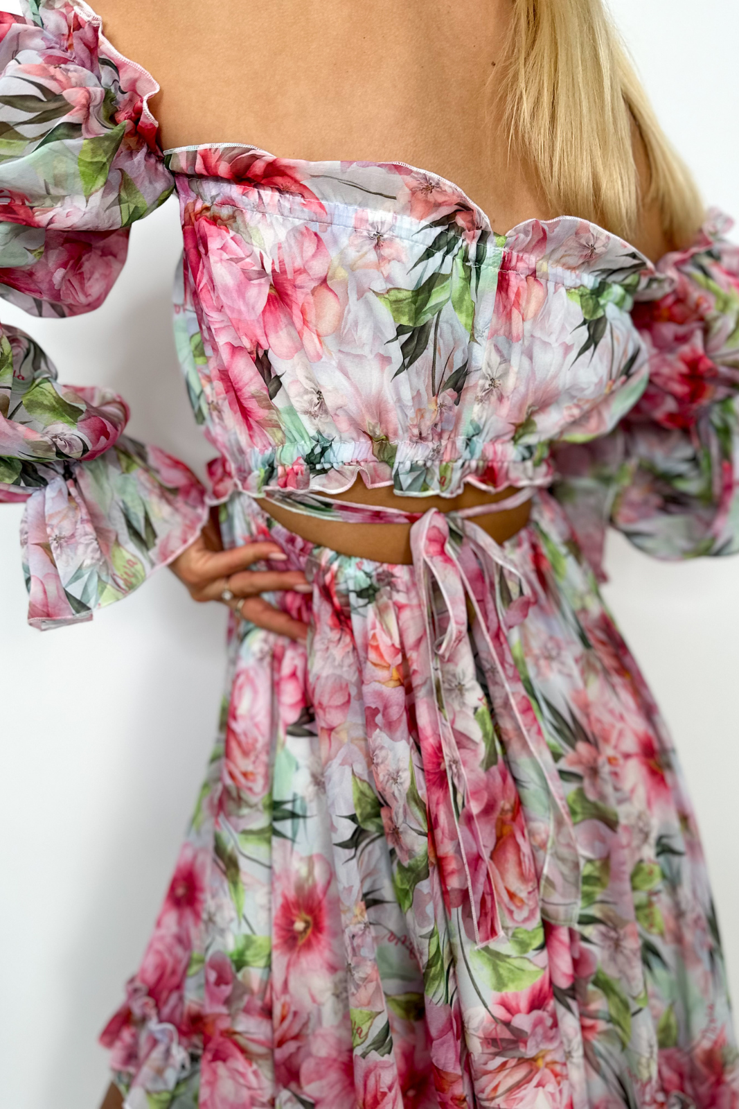 Paillettenkleid BELLA Blumen rosa