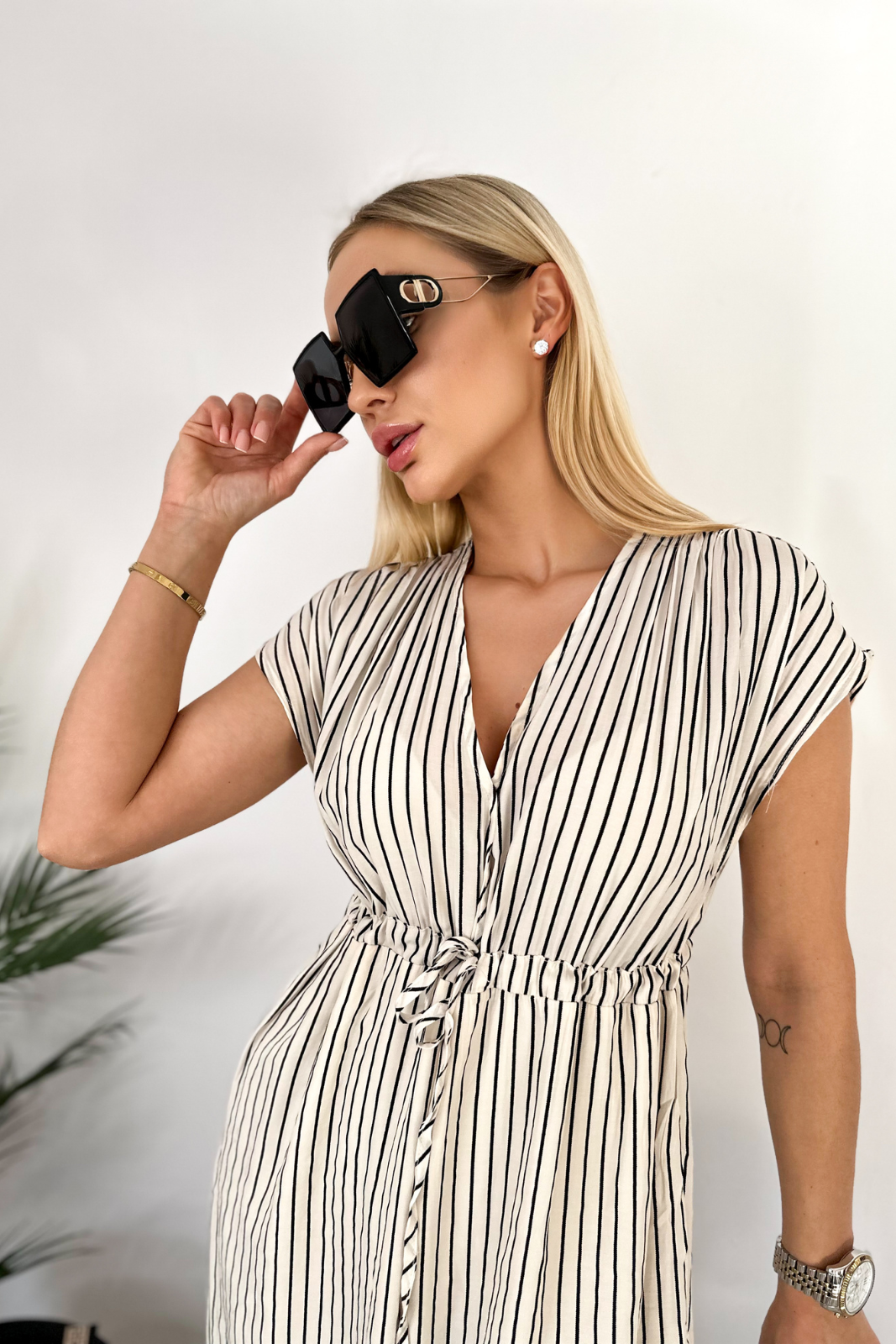 Gestreiftes Kleid SOFIA creme