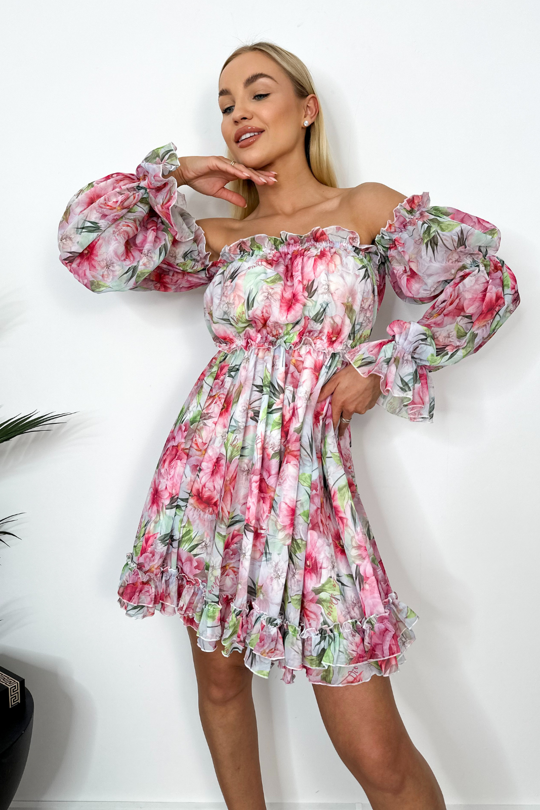 Paillettenkleid BELLA Blumen rosa