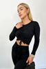 Gerippte Bluse IVA schwarz